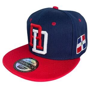 DR Snapback‎ Hat Dominican Republic Baseball Cap Navy Red Embroidered Adjustable
